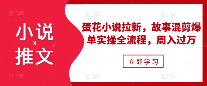 小说推文之蛋花小说拉新，故事混剪爆单实操全流程，周入过万-八号资源库