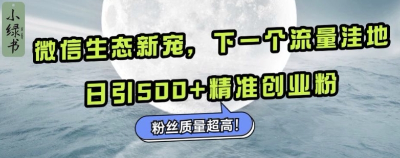 微信生态新宠小绿书：下一个流量洼地，日引500+精准创业粉，粉丝质量超高-八号资源库