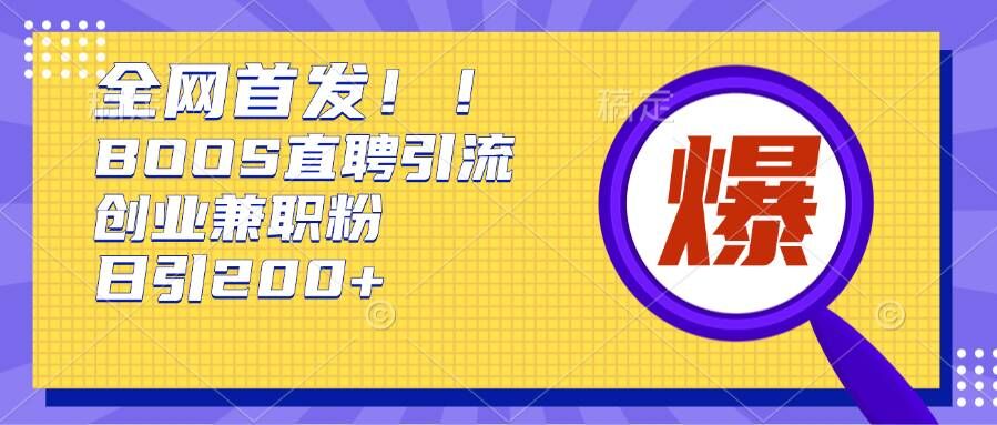 通过Boss直聘，每天轻松钓到200+多条创业大鱼的秘籍【揭秘】-八号资源库