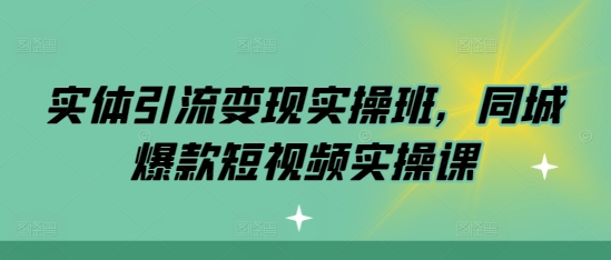 实体引流变现实操班，同城爆款短视频实操课-八号资源库