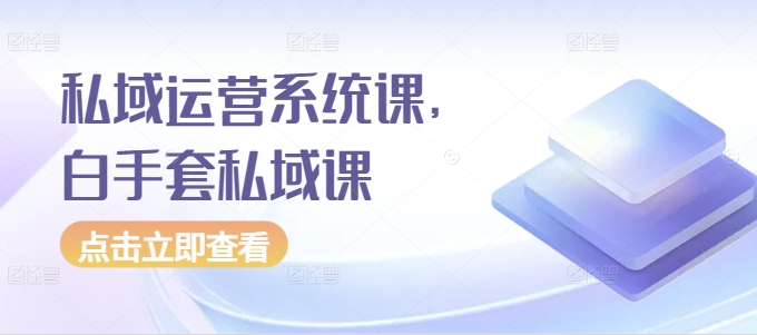 私域运营系统课，白手套私域课-八号资源库