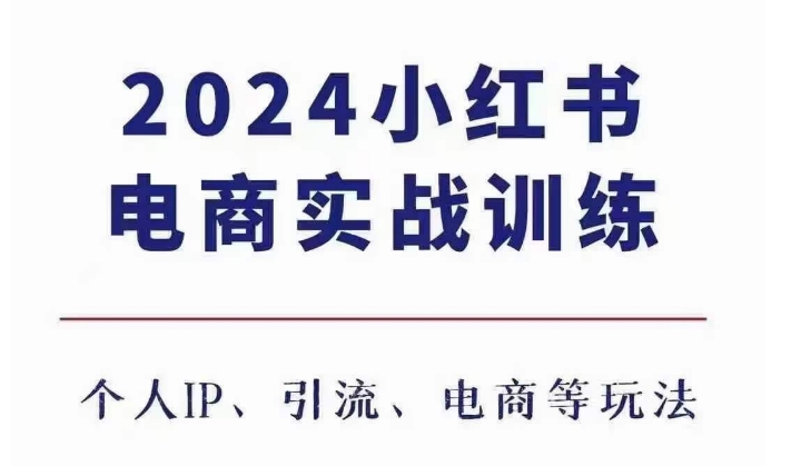 2024小红书电商3.0实战训练，包含个人IP、引流、电商等玩法-八号资源库