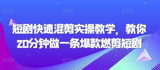 短剧快速混剪实操教学，教你20分钟做一条爆款燃剪短剧-八号资源库