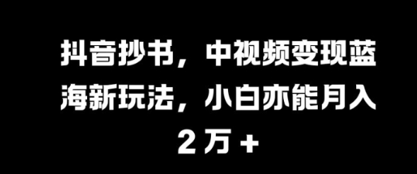 抖音抄书，中视频变现蓝海新玩法，小白亦能月入 过W【揭秘】-八号资源库
