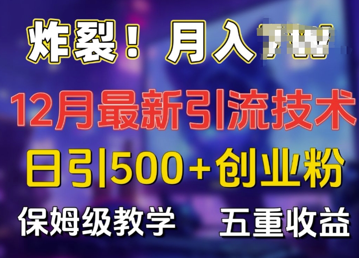 炸裂!揭秘12月最新日引流500+精准创业粉，多重收益保姆级教学-八号资源库