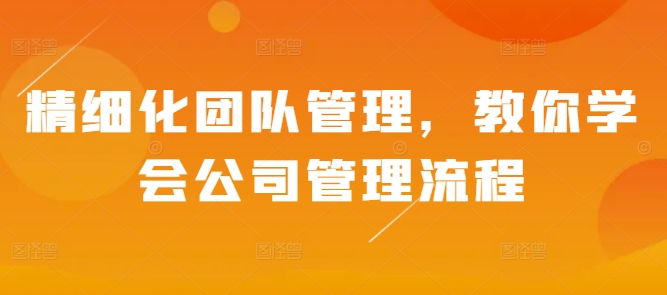 精细化团队管理，教你学会公司管理流程-八号资源库