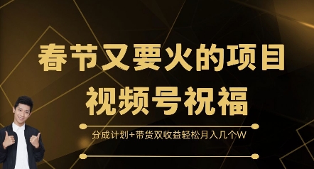 春节又要火的项目视频号祝福，分成计划+带货双收益，轻松月入几个W【揭秘】-八号资源库