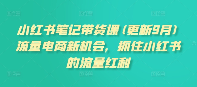 小红书笔记带货课(更新12月)流量电商新机会，抓住小红书的流量红利-八号资源库