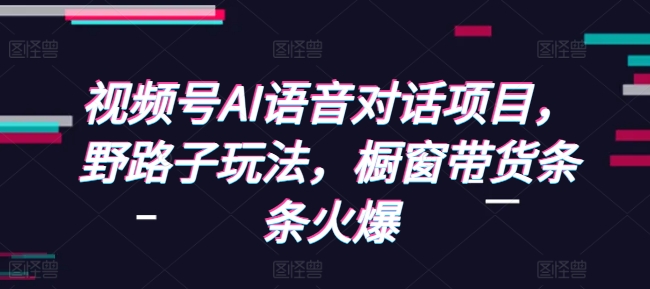 视频号AI语音对话项目，野路子玩法，橱窗带货条条火爆-八号资源库