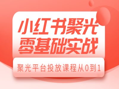 小红书聚光零基础实战，聚光平台投放课程从0到1-八号资源库