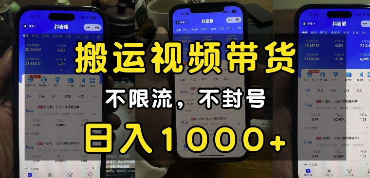 “小白必看”搬运视频带货玩法，不限流，不封号，纯自然流，日入1k-八号资源库