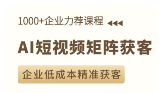 AI短视频矩阵获客实操课，企业低成本精准获客-八号资源库