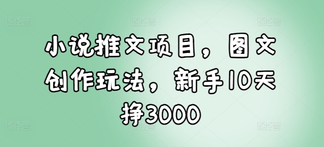 小说推文项目，图文创作玩法，新手10天挣3000-八号资源库