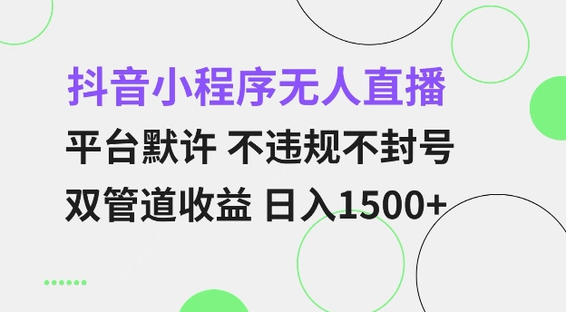 抖音小程序无人直播 平台默许 不违规不封号 双管道收益 日入多张 小白也能轻松操作【仅揭秘】-八号资源库