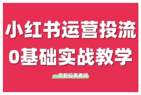 小红书运营投流，小红书广告投放从0到1的实战课，学完即可开始投放-八号资源库