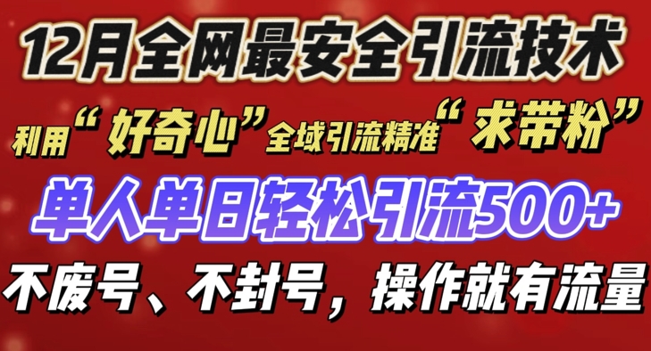 12 月份全网最安全引流创业粉技术来袭，不封号不废号，有操作就有流量【揭秘】-八号资源库