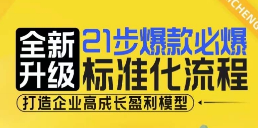 21步爆款必爆标准化流程，全新升级，打造企业高成长盈利模型-八号资源库