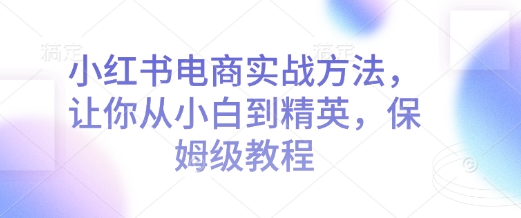 小红书电商实战方法，让你从小白到精英，保姆级教程-八号资源库