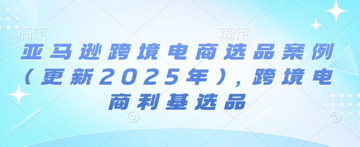 亚马逊跨境电商选品案例(更新2025年)，跨境电商利基选品-八号资源库