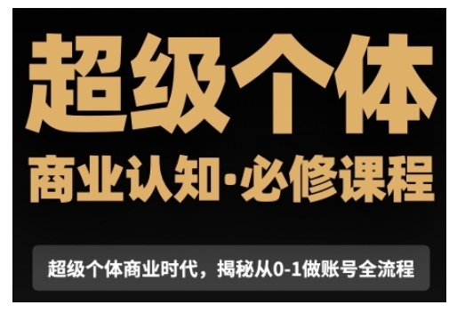 超级个体商业认知觉醒视频课，商业认知·必修课程揭秘从0-1账号全流程-八号资源库
