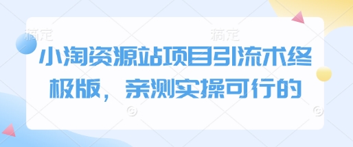 小淘资源站项目引流术终极版，亲测实操可行的-八号资源库
