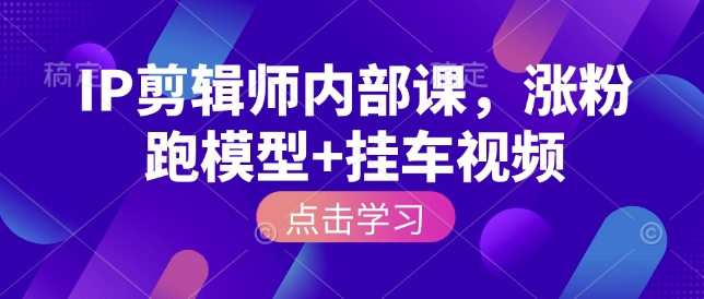 IP剪辑师内部课，涨粉跑模型+挂车视频-八号资源库