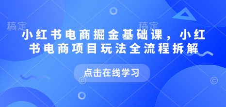 小红书电商掘金课，小红书电商项目玩法全流程拆解-八号资源库