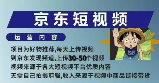 京东短视频带货课，无需自己拍摄剪辑，保姆式教学，两天快速上手-八号资源库