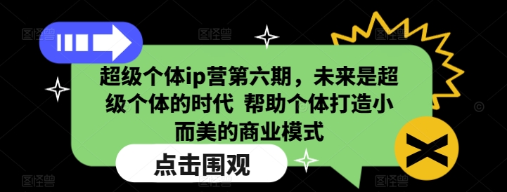 超级个体ip营第六期，未来是超级个体的时代  帮助个体打造小而美的商业模式-八号资源库