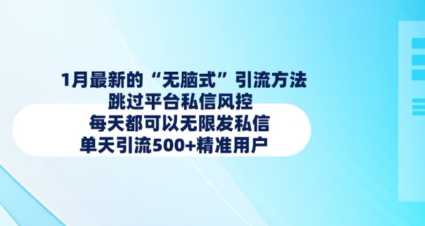 1月最新的无脑式引流方法，跳过平台私信风控，每天都可以无限发私信，单天引流500+精准用户-八号资源库