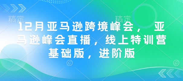 12月亚马逊跨境峰会， 亚马逊峰会直播，线上特训营基础版，进阶版-八号资源库
